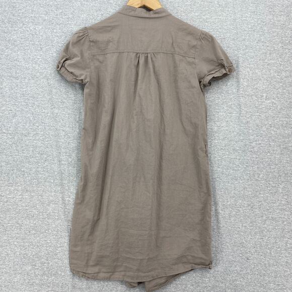 Forever 21 Dress Womens Small Brown Shirt Short Sleeve Button Down Pleated - Picture 3 of 14